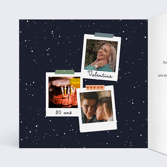 Carte anniversaire Pêle Mêle Polaroid Intérieur Gauche