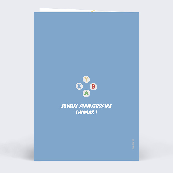 Carte anniversaire Level Up Verso