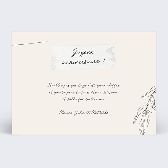 Carte anniversaire Collage Scrapbooking Verso