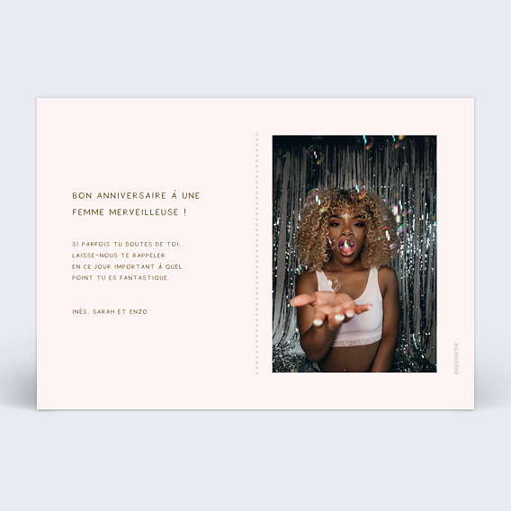 Carte anniversaire Écriture verticale Verso