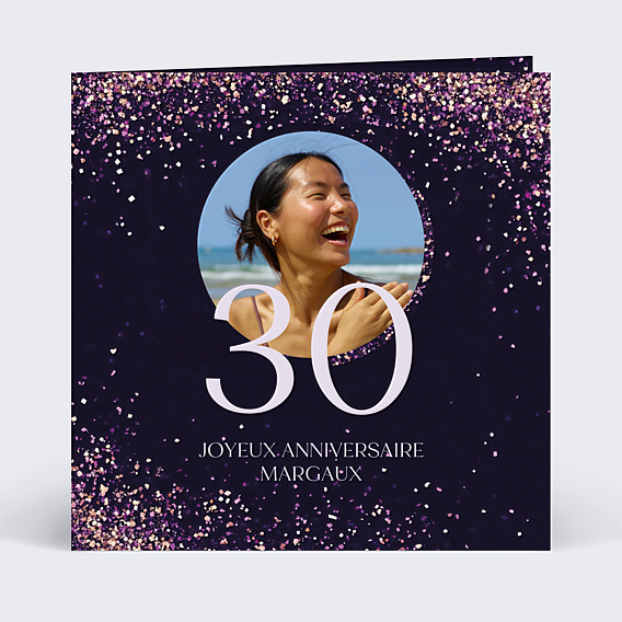 Carte anniversaire Paillettes roses