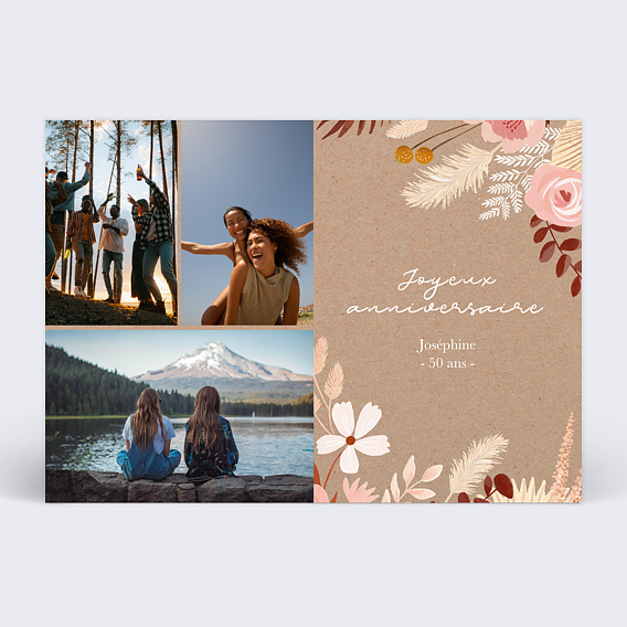 Carte anniversaire Printemps Bohème