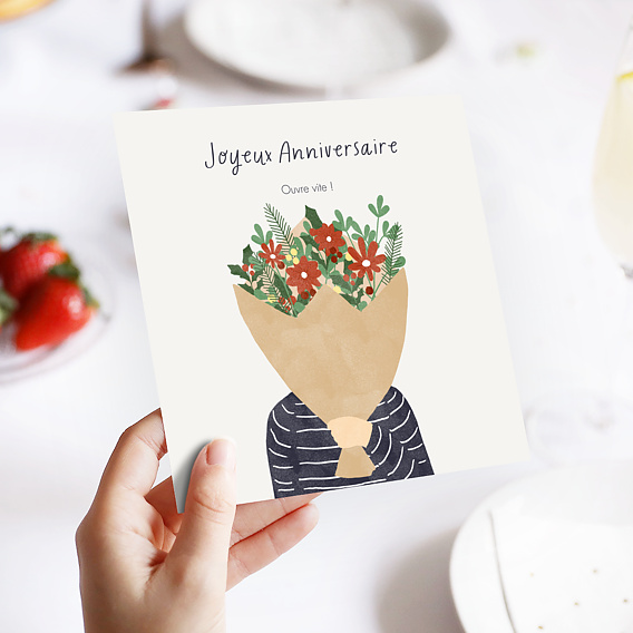 Carte anniversaire Bouquet à Offrir Après 4