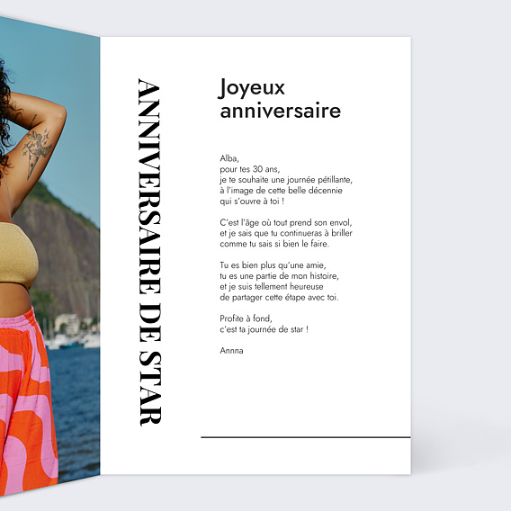 Carte anniversaire Portrait magazine Intérieur Droit
