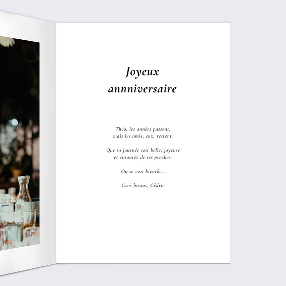 Carte anniversaire Double étiquette Intérieur Droit