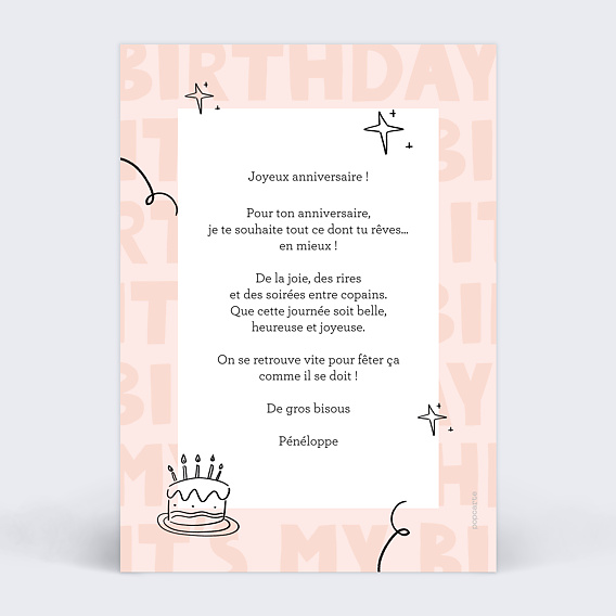 Carte anniversaire Pellicule vintage Verso