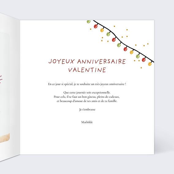 Carte anniversaire Guirlande Intérieur Droit