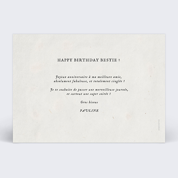 Carte anniversaire Douceur Chiné Verso