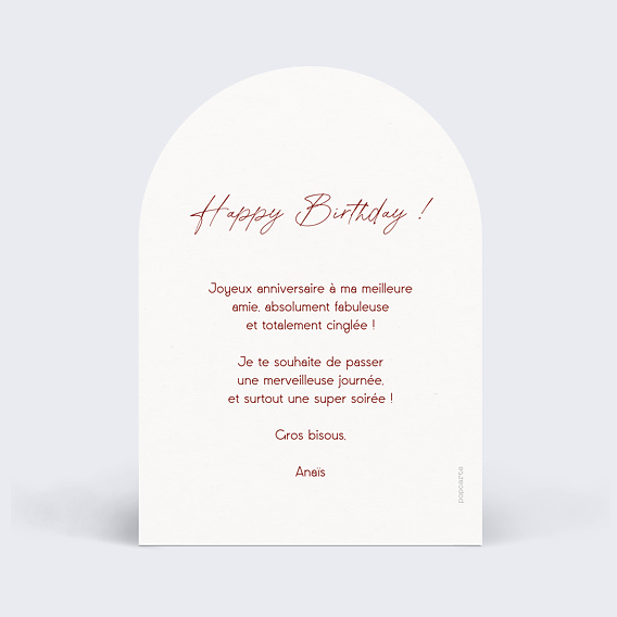 Carte anniversaire Cadre noué Verso