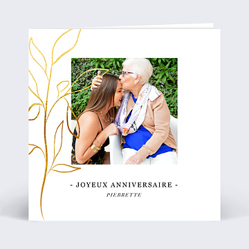 Carte anniversaire adulte Feuillage Ocre