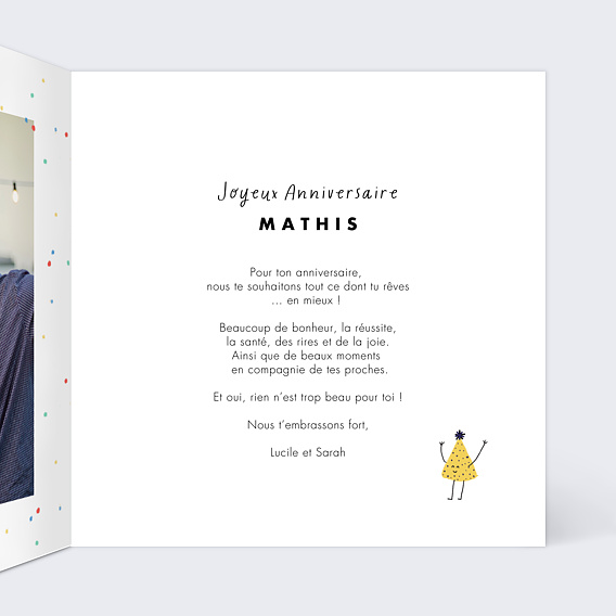 Carte anniversaire Chapeaux Festifs Intérieur Droit