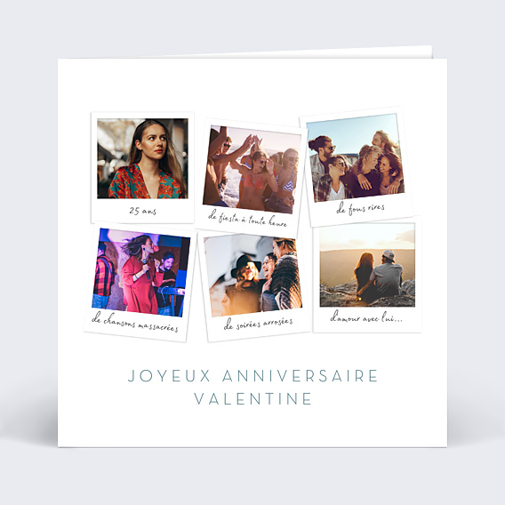 Carte anniversaire Multi Photos Polaroids