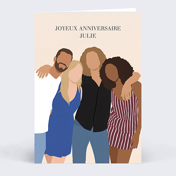 Anniversaire Adulte Amis en illustration minimaliste