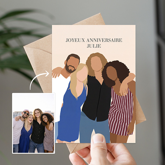 Anniversaire Adulte Amis en illustration minimaliste
