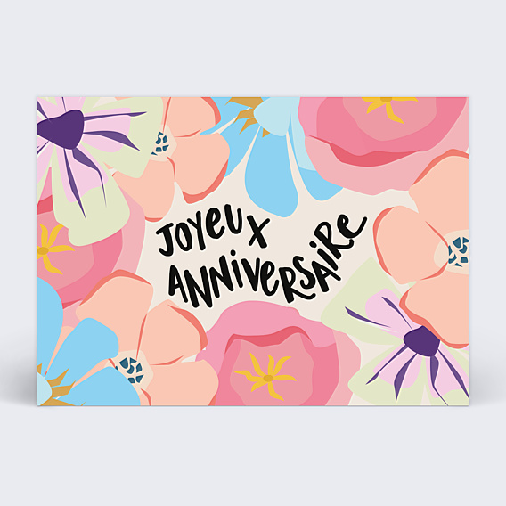 Carte anniversaire Parterre fleuri