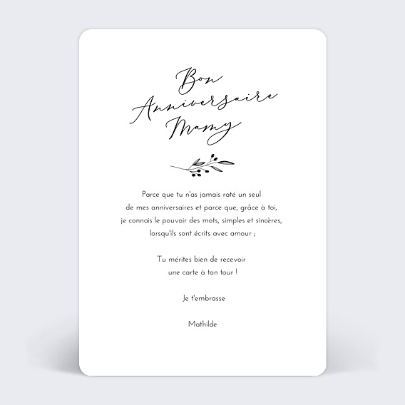 Carte anniversaire Good Luck  Verso