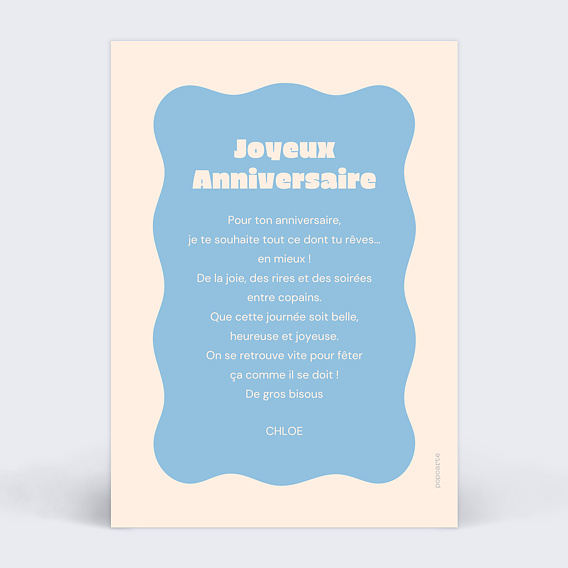 Carte anniversaire Confetti original Verso