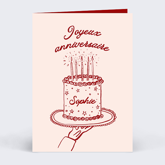 Carte anniversaire Gâteau dessiné