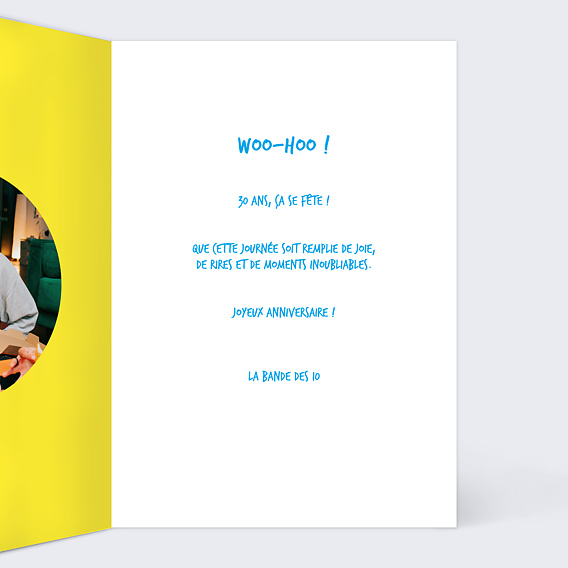 Carte anniversaire Portrait en cartoon Intérieur Droit