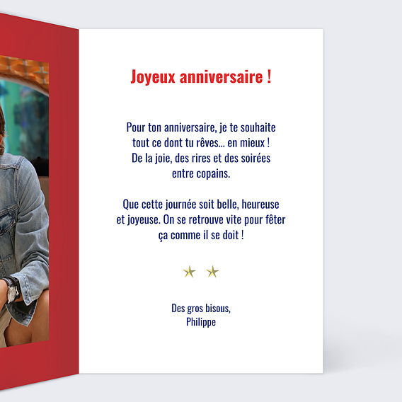 Carte anniversaire Portrait en footballeur Intérieur Droit