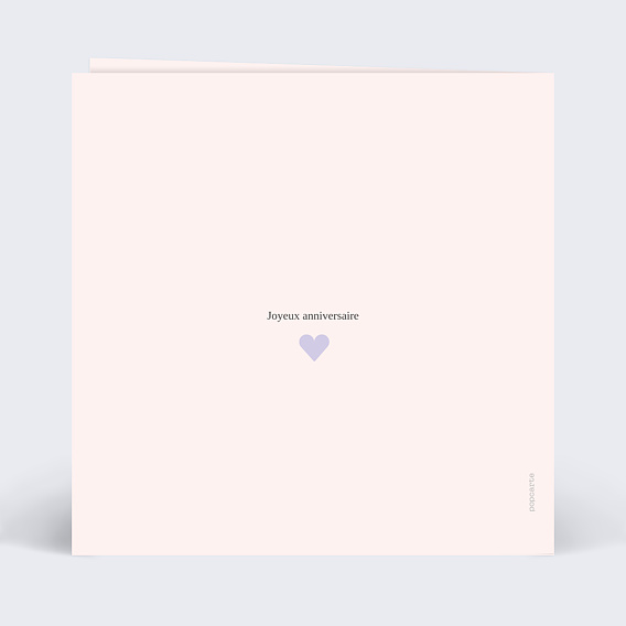 Carte anniversaire Grands Coeurs Roses Verso