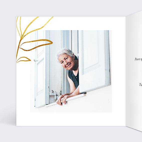 Carte anniversaire Feuillage Ocre Intérieur Gauche