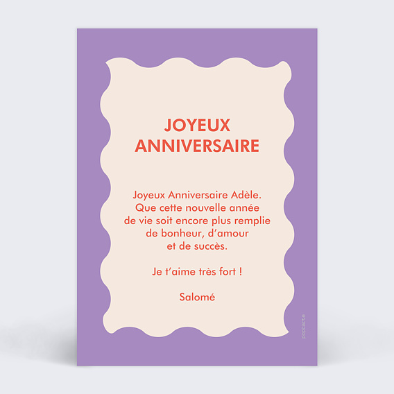 Carte anniversaire Fleur Originale Verso