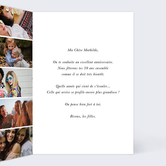 Carte anniversaire Multi Photo Festif Intérieur Droit