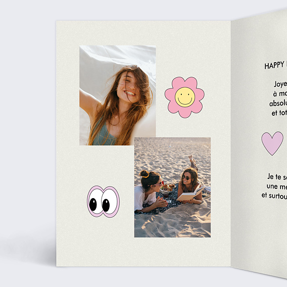 Carte anniversaire Humour facebook Intérieur Gauche