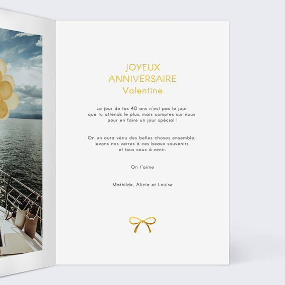 Carte anniversaire Cadeau Photo Intérieur Droit