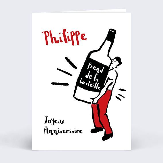 Carte anniversaire Prendre de la bouteille