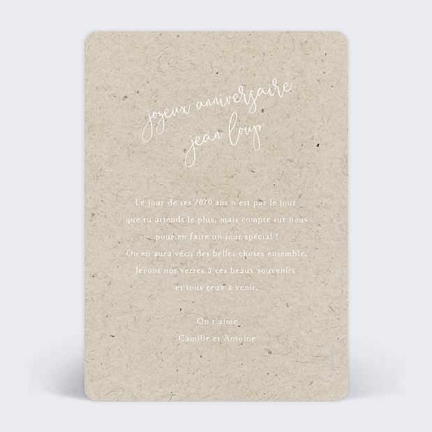 Anniversaire Adulte Chiné Typographique Verso