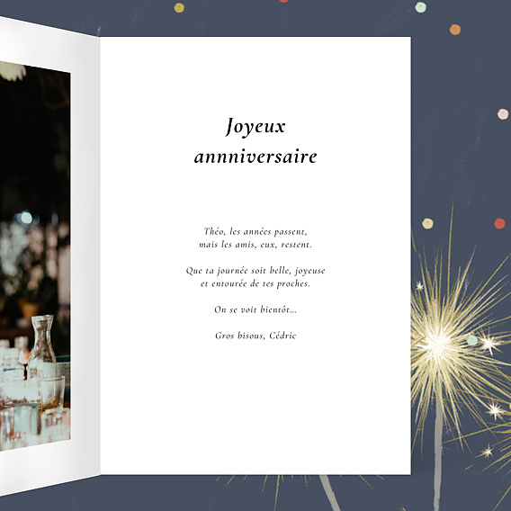 Carte anniversaire Double étiquette Intérieur Droit