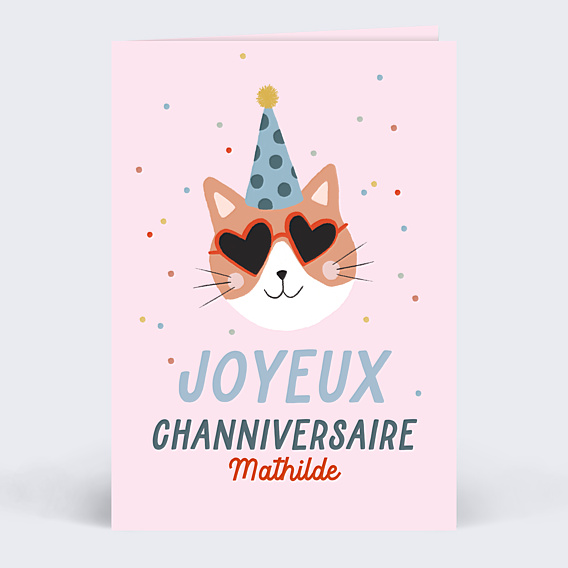 Carte anniversaire Chat Festif