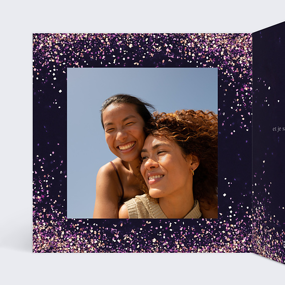 Carte anniversaire Paillettes roses Intérieur Gauche