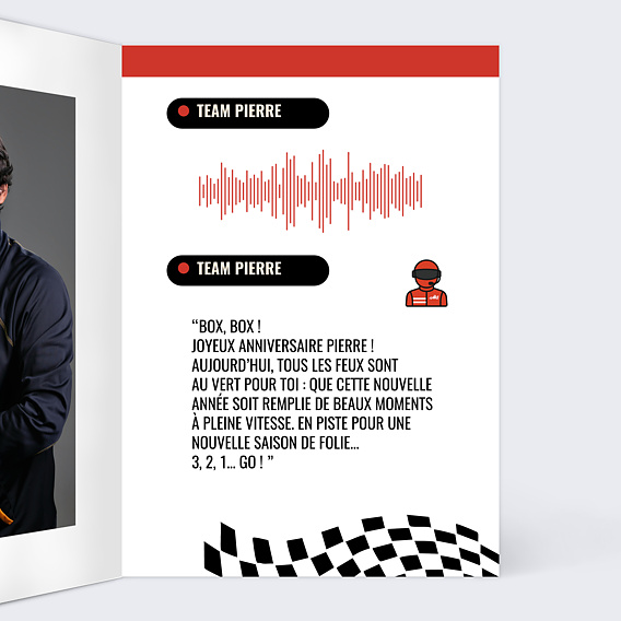 Carte anniversaire Formule 1 Intérieur Droit