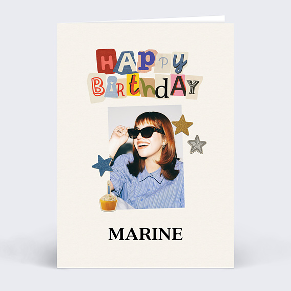 Carte anniversaire Journal déchiré souhait