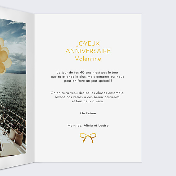 Carte anniversaire Cadeau Photo Intérieur Droit