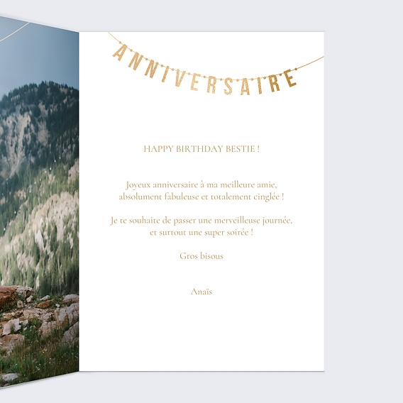 Carte anniversaire Guirlande photo Intérieur Droit