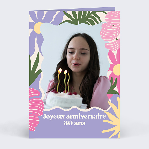 Carte anniversaire adulte Fleurs modernes