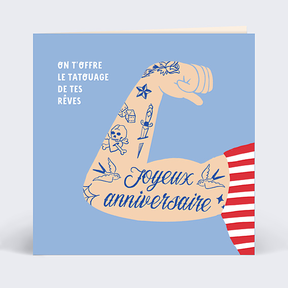 Carte anniversaire Bon pour un tatouage