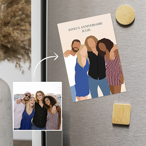 Carte anniversaire Amis en illustration minimaliste