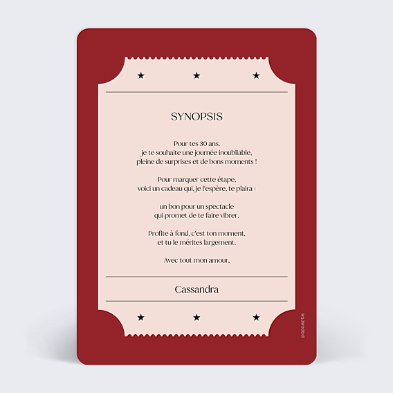 Anniversaire Adulte Ticket de spectacle
