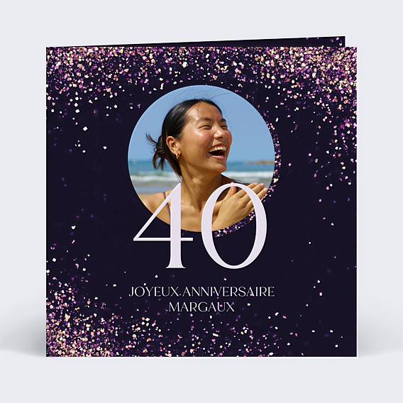 Carte anniversaire Paillettes roses