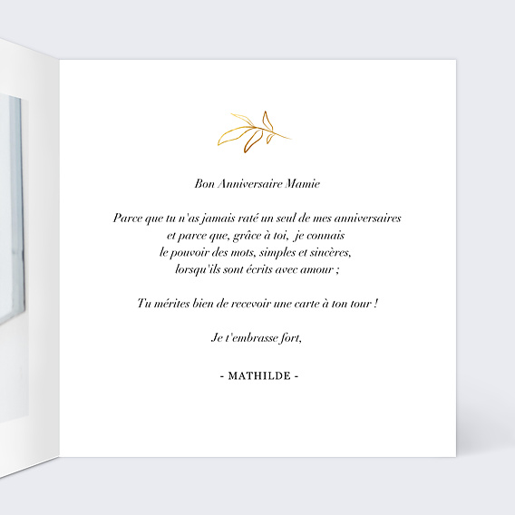 Carte anniversaire Feuillage Ocre Intérieur Droit
