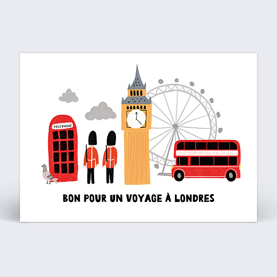 Carte anniversaire Bon pour voyage Londres