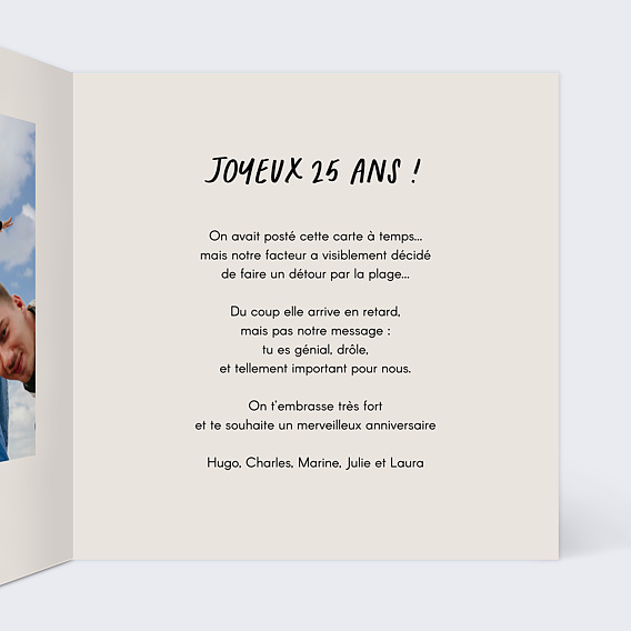 Carte anniversaire Facteur en retard Intérieur Droit