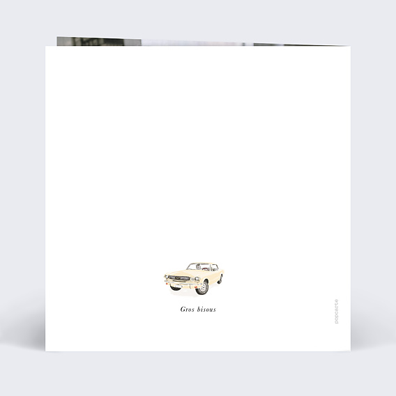 Carte anniversaire Voiture Vintage Verso