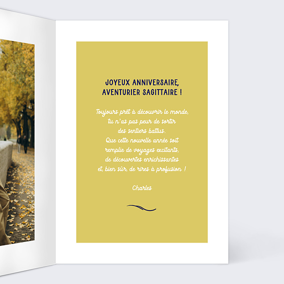 Carte anniversaire Astro Sagittaire Intérieur Droit