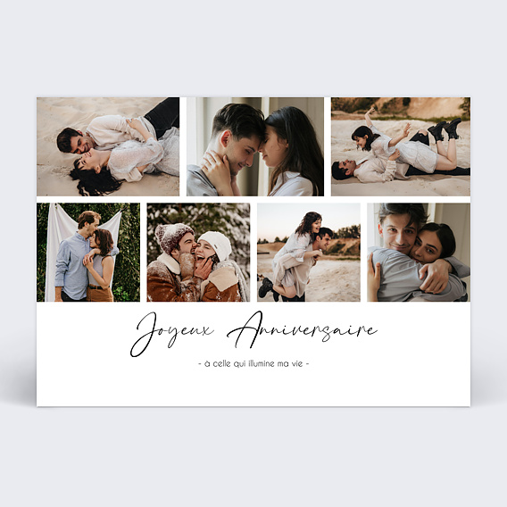 Carte anniversaire Multiphotos Simple Recto